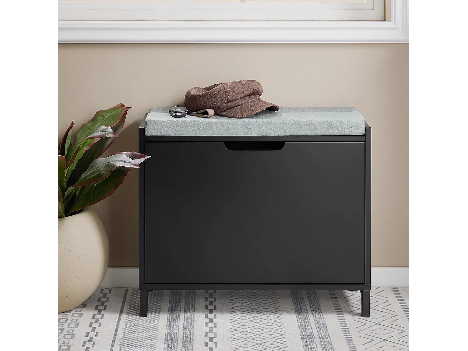 SoBuy Armário de sapatos com prateleira, banco, Banco com sapateira FSR151-K-SCH