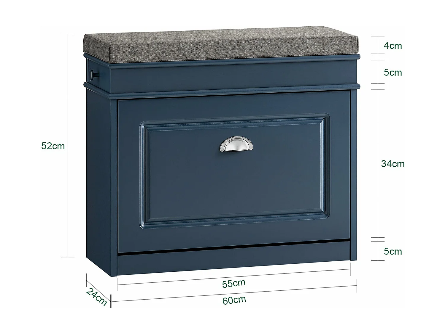 SoBuy FSR82-K-B Banc Chaussures, Armoire à Chaussures, Meuble d'entrée avec 1 Abattants, 1 Coussin, 1 Tiroir et 1Crochet