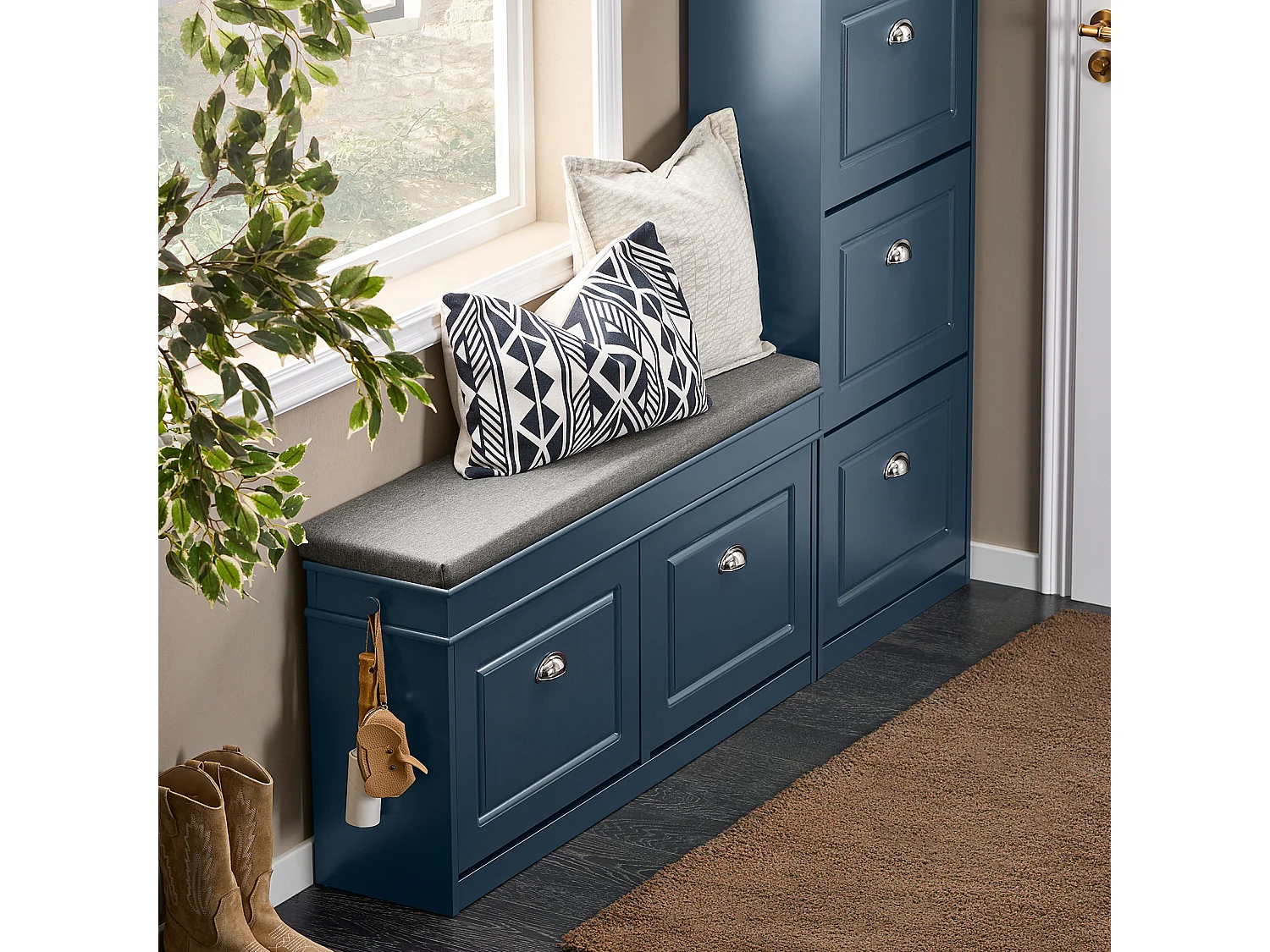 SoBuy Armário de sapatos com prateleira, banco, Banco com sapateira FSR64-B