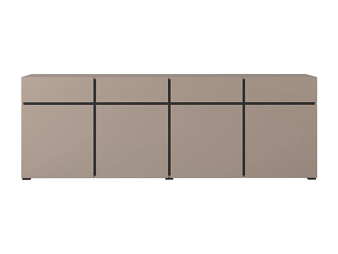 Buffet XL coloris beige et noir 225cm collection HAVANA. Bahut  design avec 4 portes et 4 tiroirs.