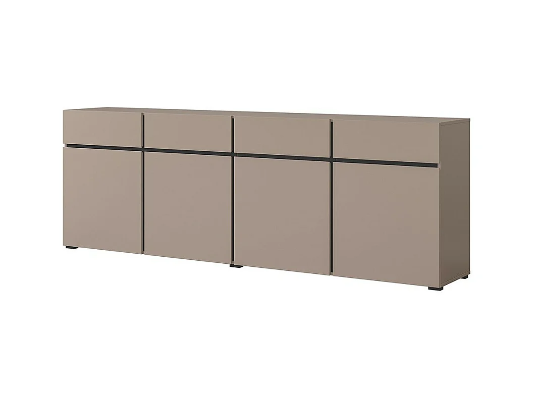 Buffet XL kleur beige en zwart 225cm collectie HAVANA. Dressoir design met 4 deuren en 4 laden.