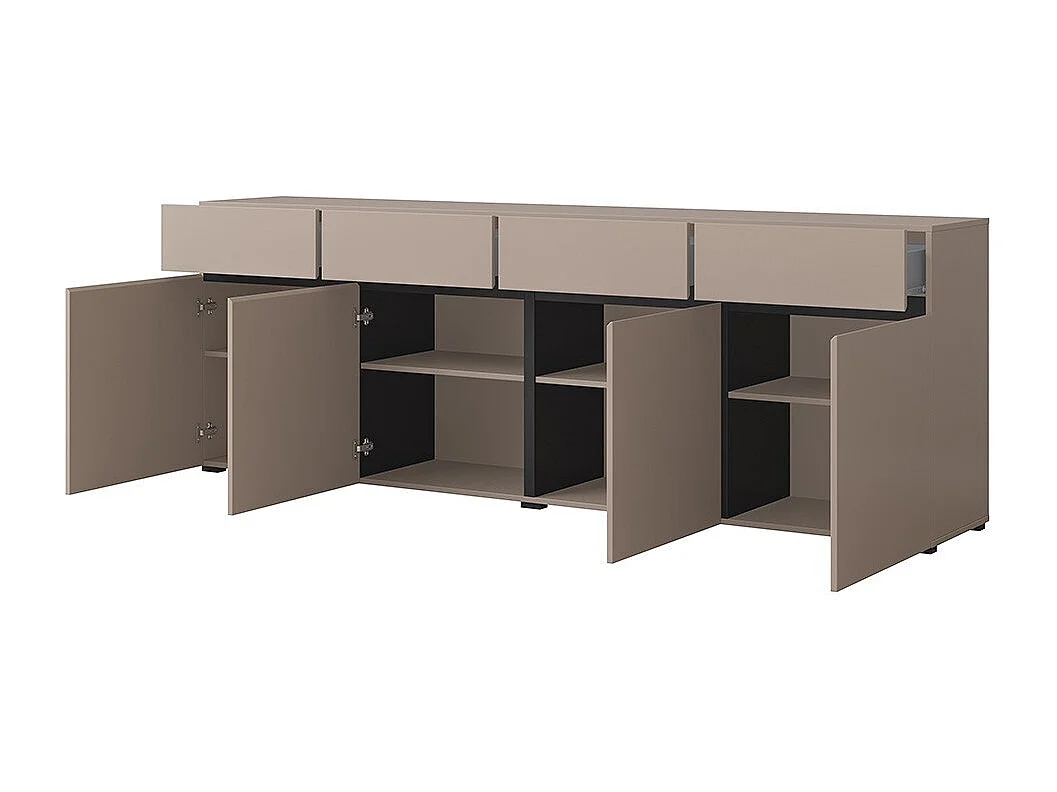 Buffet XL kleur beige en zwart 225cm collectie HAVANA. Dressoir design met 4 deuren en 4 laden.