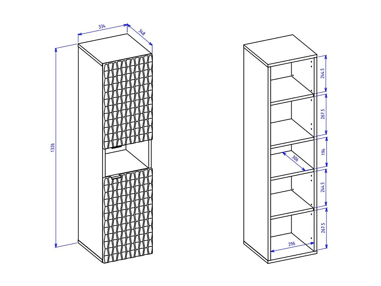Badkamerkolom collectie KING - Donkere eik en zwart