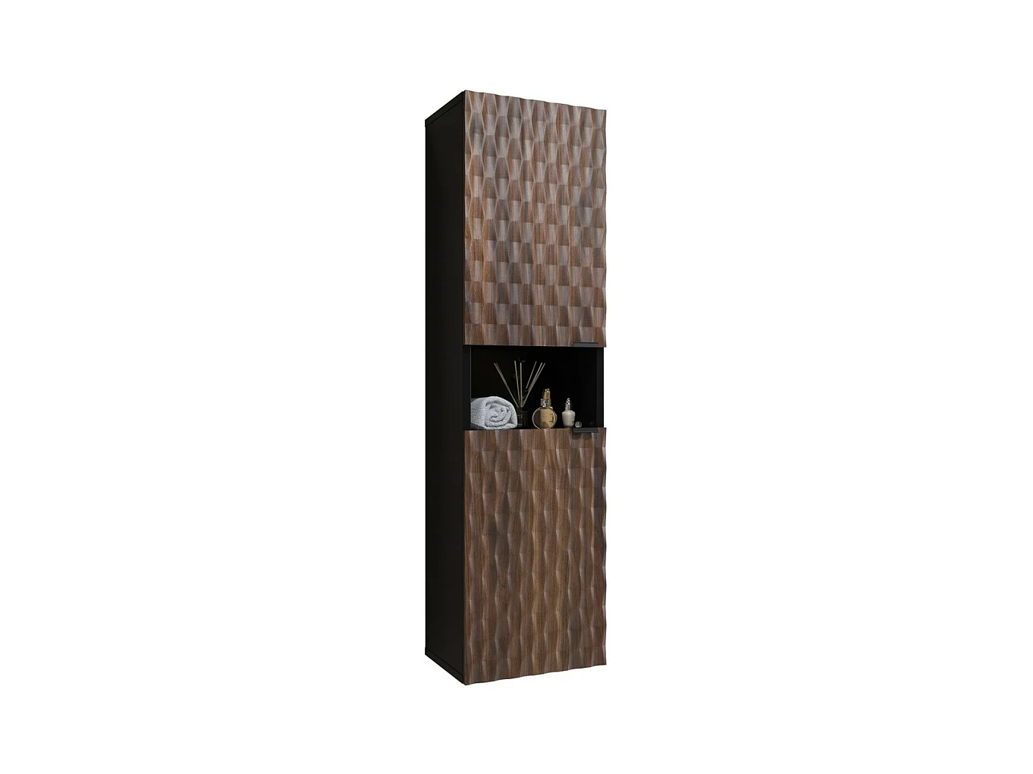 Columna de baño colección KING - Roble oscuro y negro
