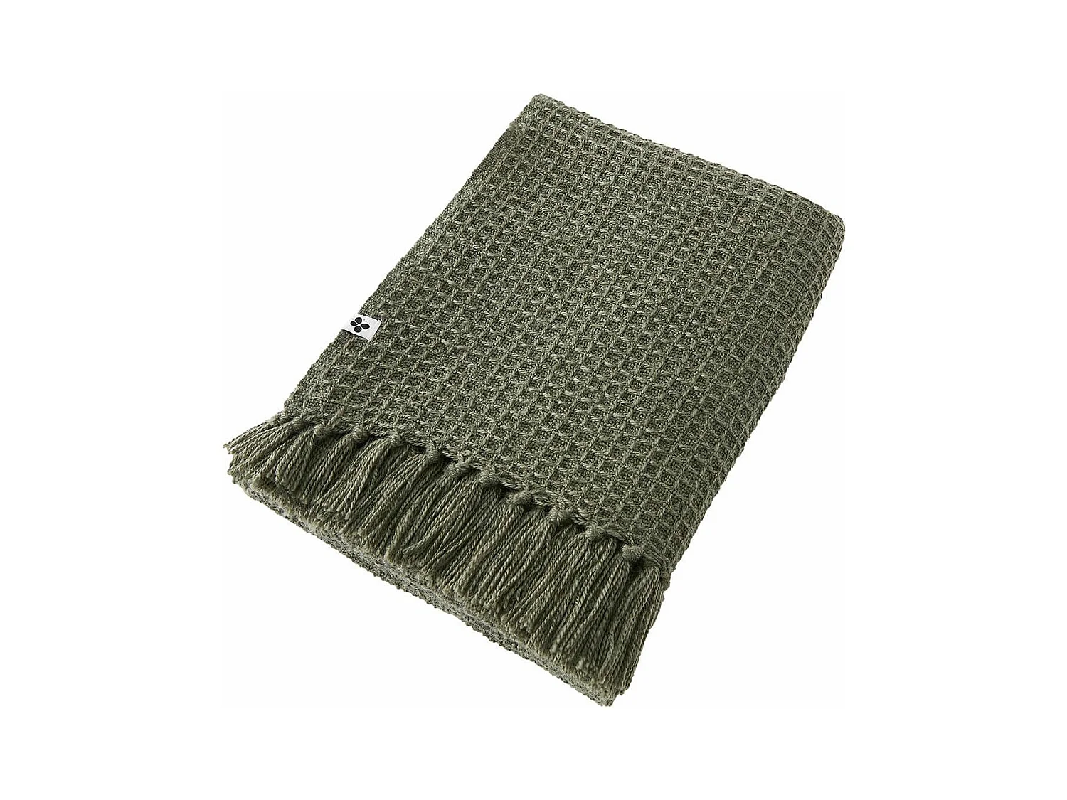 KARL - Plaid à Franges 100% Recyclé Tissage Nid d'abeilles 130x160cm Thym