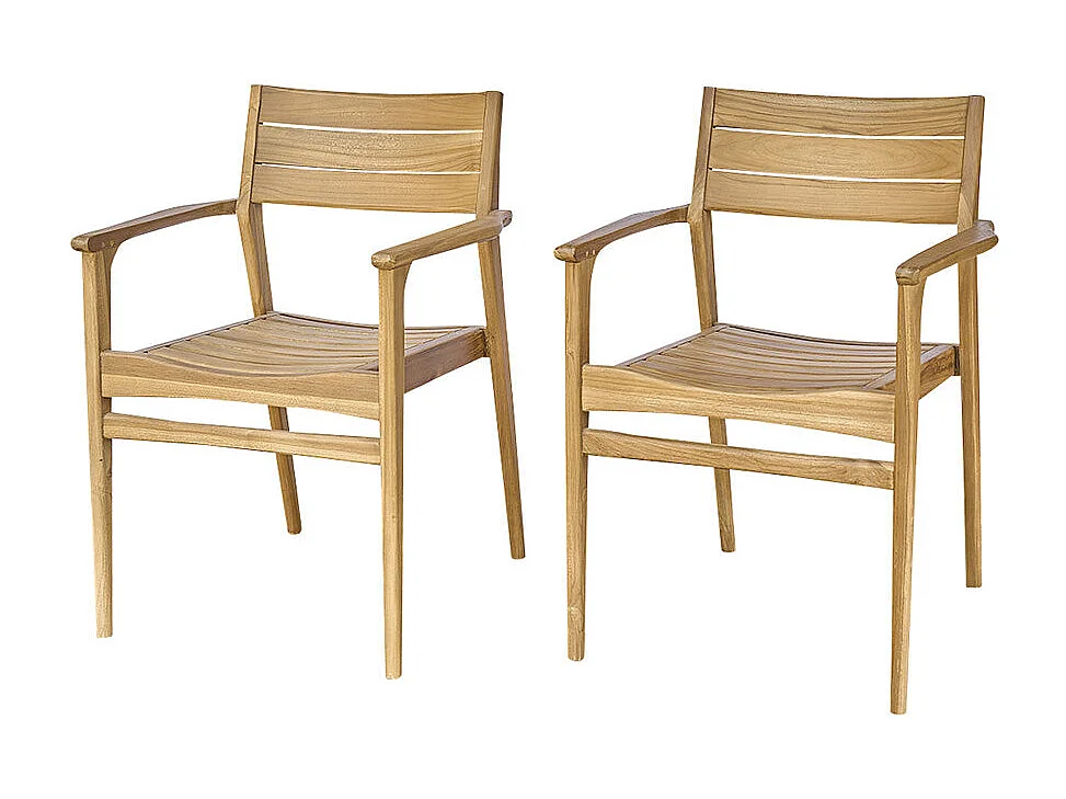 Sillón de jardín de madera de teca maciza (juego de 2)