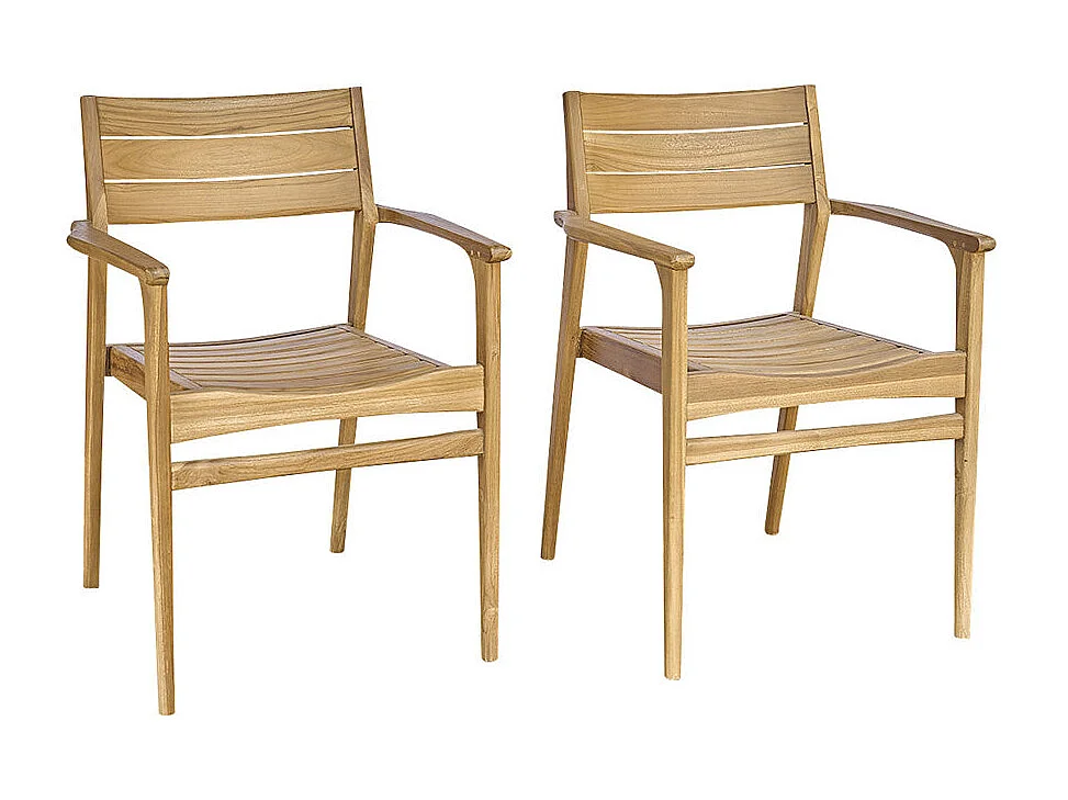Lot de 2 fauteuils de jardin en teck massif