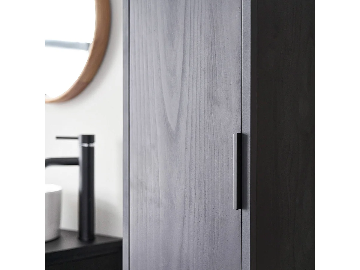 Colonna da bagno in legno massello di pino e metallo