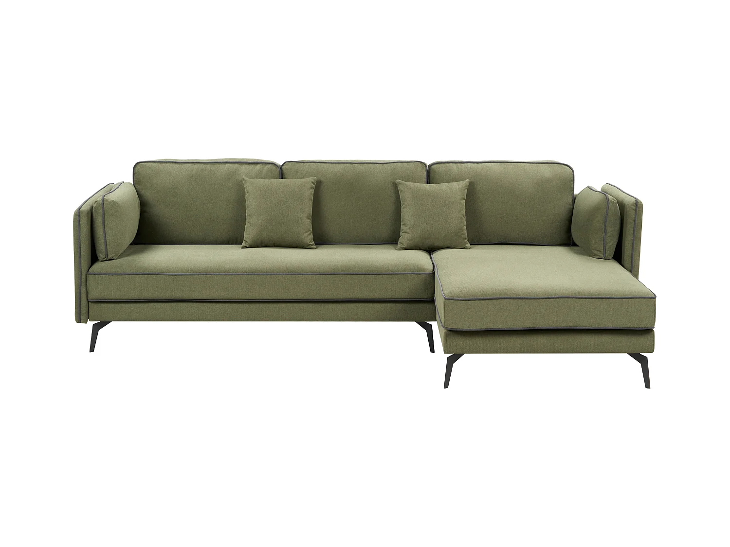 Canapé d'Angle Moderne Côté droite 3 Places avec Coussins Rembourré en Polyester Vert Altan