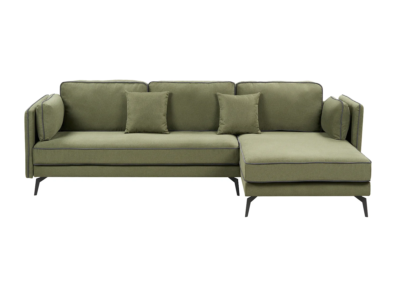 Canapé d'Angle Moderne Côté droite 3 Places avec Coussins Rembourré en Polyester Vert Altan