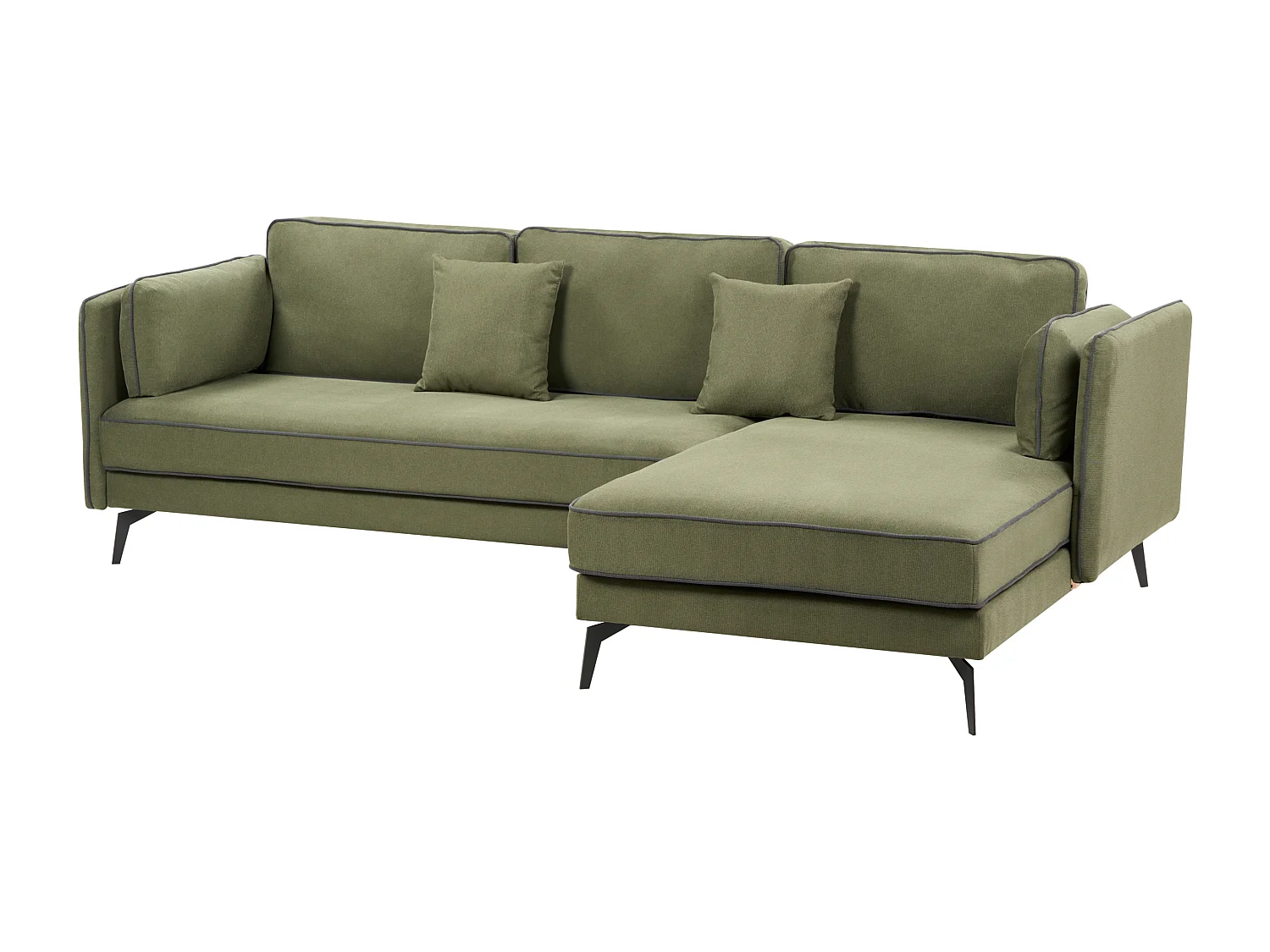 Canapé d'Angle Moderne Côté droite 3 Places avec Coussins Rembourré en Polyester Vert Altan