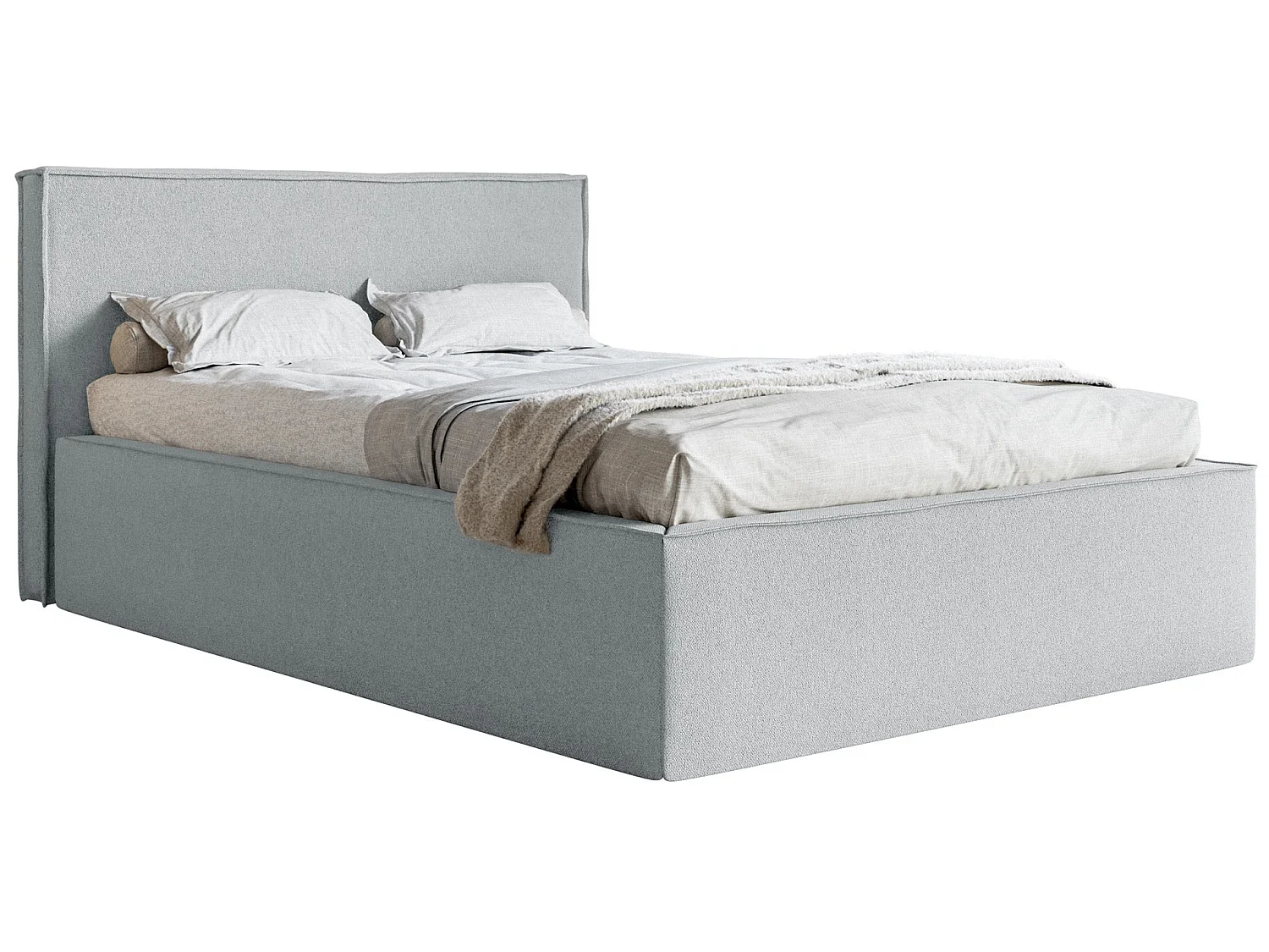 Tweepersoonsbed gestoffeerd - 180x200 cm - in grijze chenillestof - LUCERA