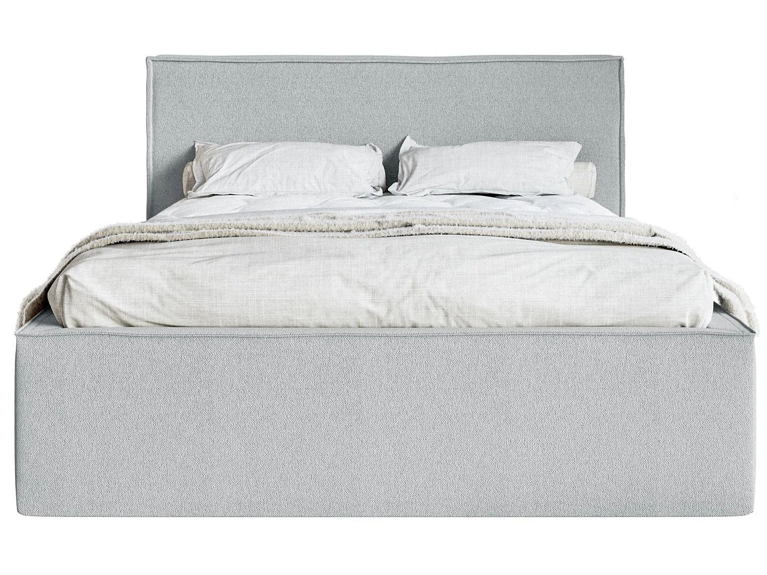 Tweepersoonsbed gestoffeerd - 180x200 cm - in grijze chenillestof - LUCERA