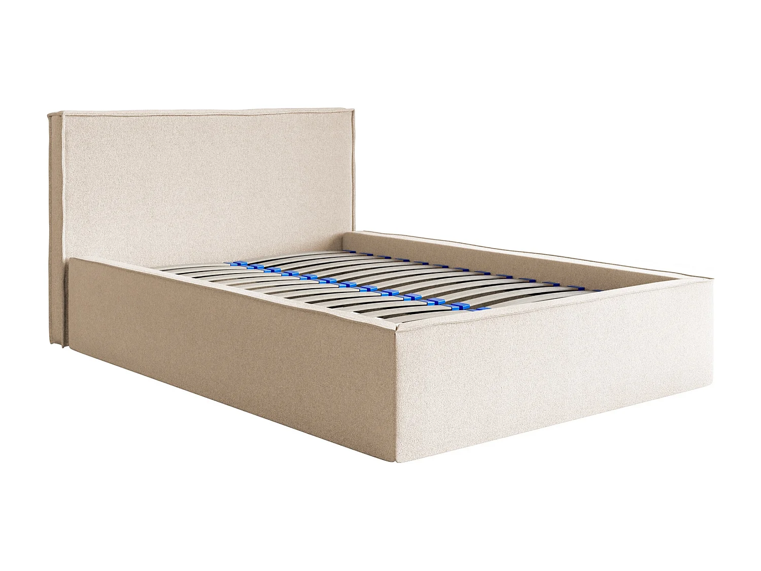 Lit capitonné double - 140x200 cm - en tissu chenille beige clair - LUCERA
