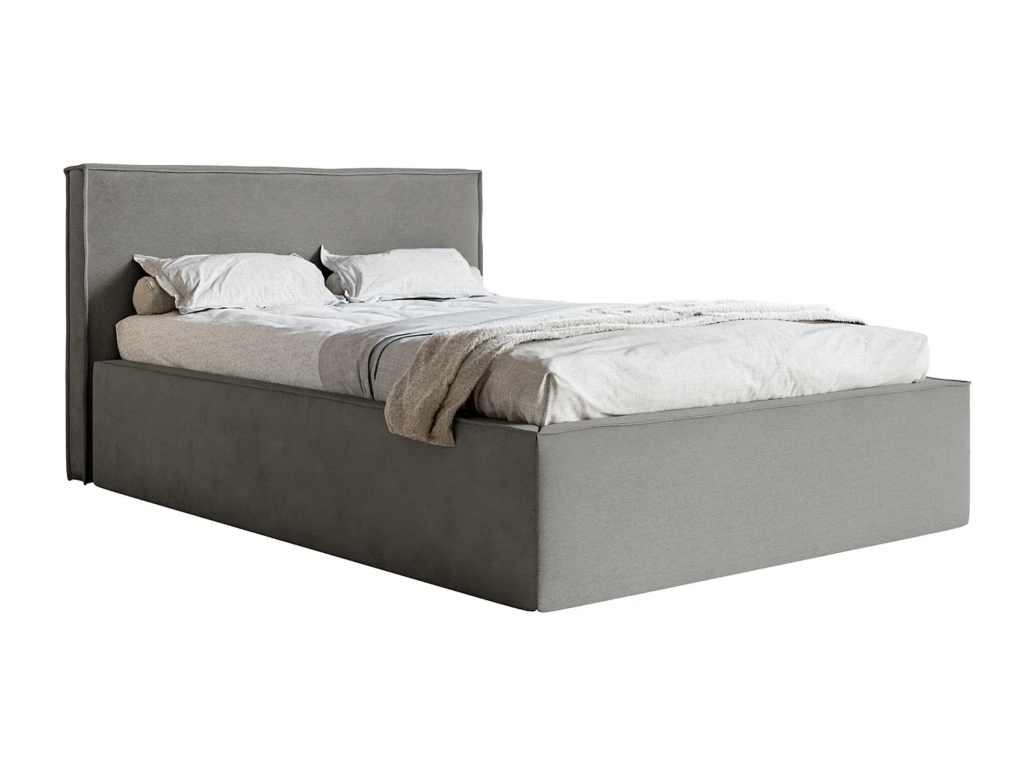 Lit capitonné double - 140x200 cm - en velours gris - LUCERA