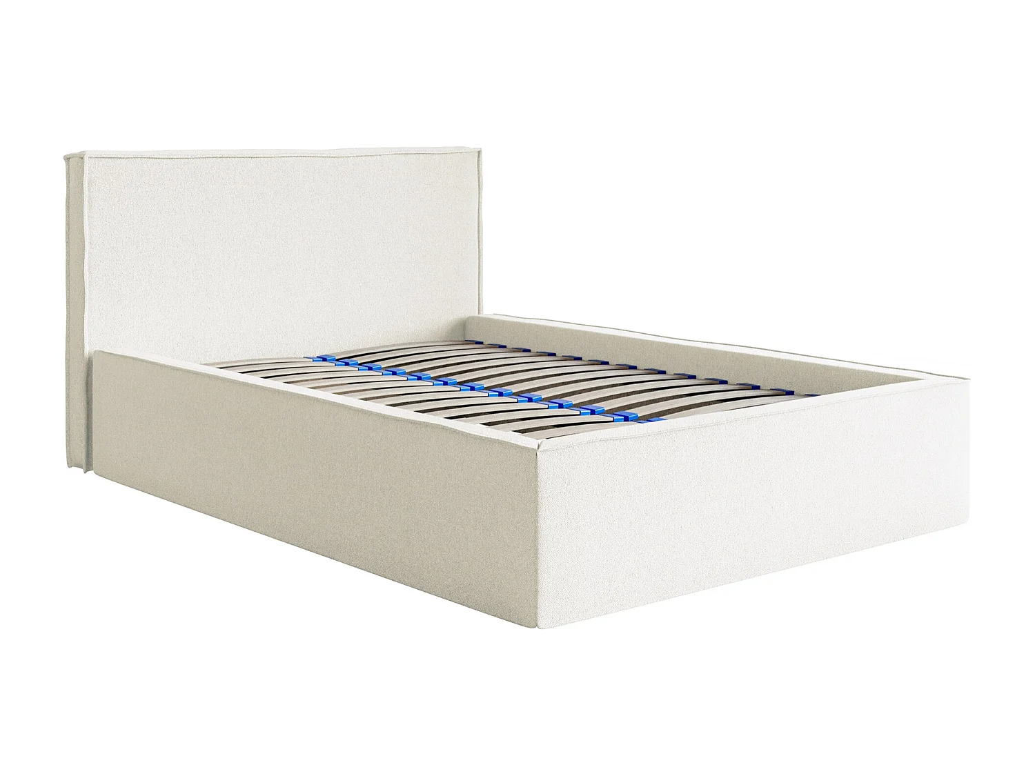Lit capitonné double - 140x200 cm - en tissu chenille crème - LUCERA