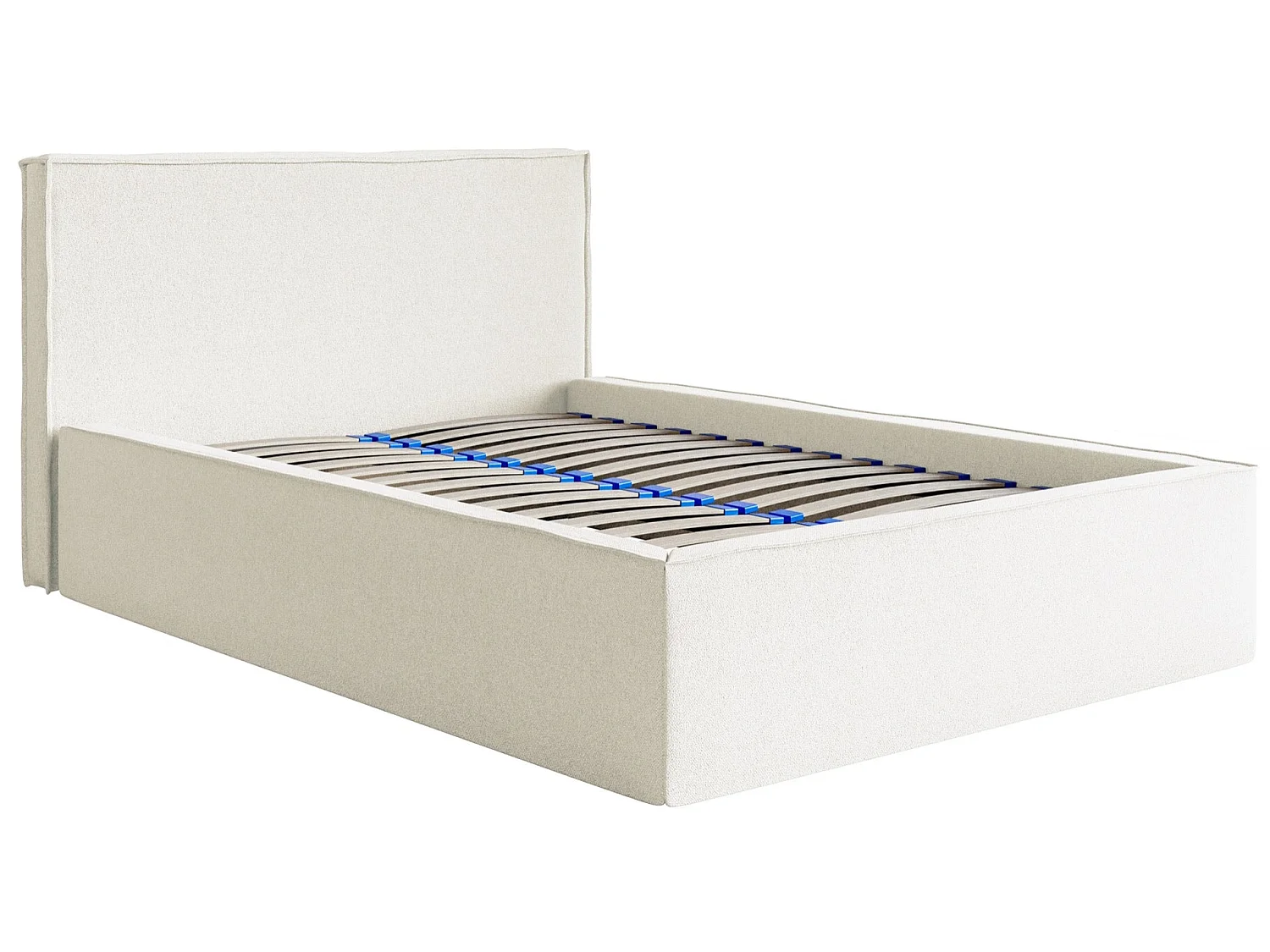 Tweepersoonsbed gestoffeerd - 180x200 cm - in crèmekleurige chenillestof - LUCERA