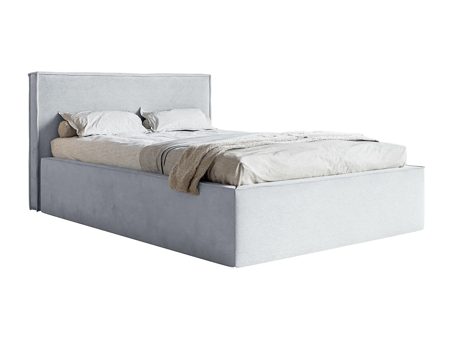 Lit capitonné double - 180x200 cm - en velours gris clair - LUCERA