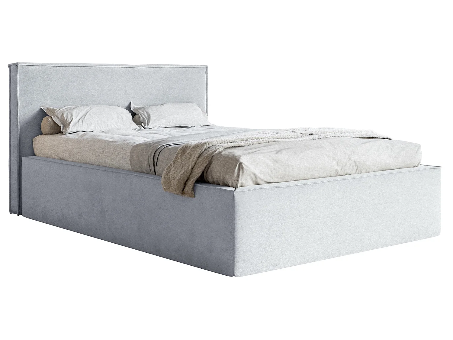 Tweepersoonsbed gestoffeerd - 180x200 cm - in lichtgrijs fluweel - LUCERA
