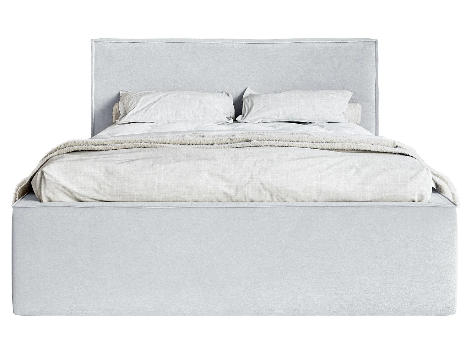 Tweepersoonsbed gestoffeerd - 180x200 cm - in lichtgrijs fluweel - LUCERA