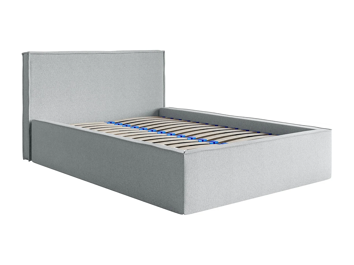 Lit capitonné double - 140x200 cm - en tissu chenille gris - LUCERA