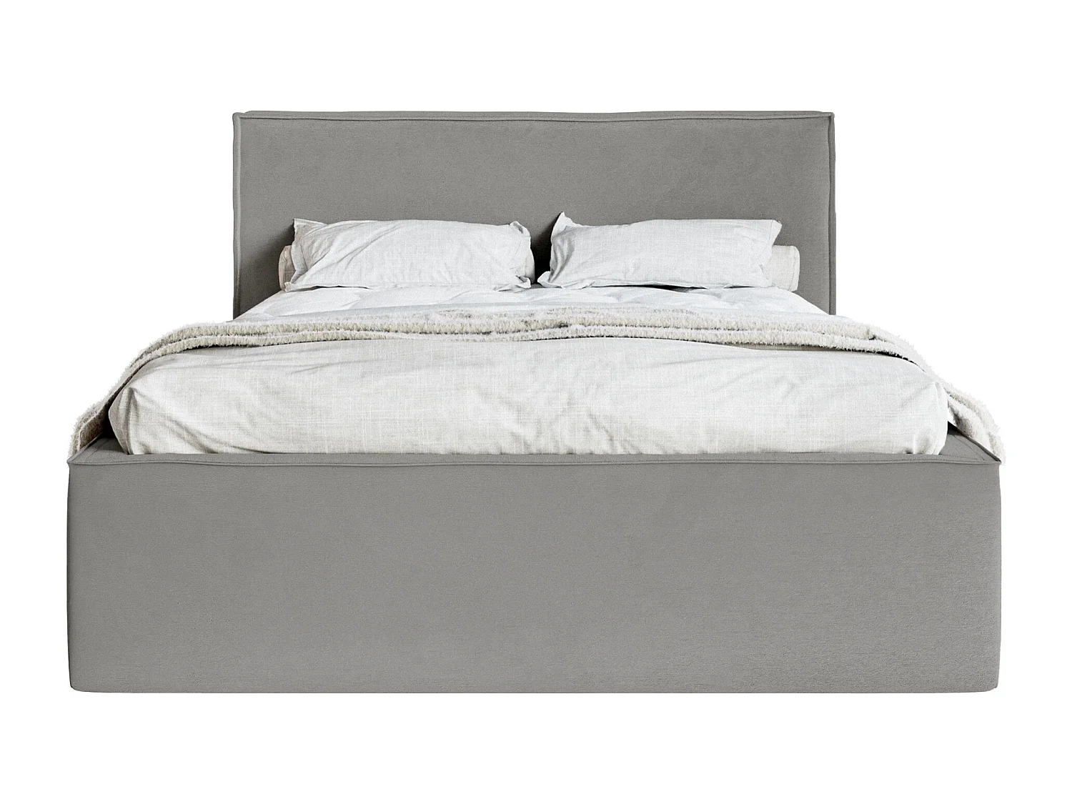 Tweepersoonsbed gestoffeerd - 180x200 cm - in grijs fluweel - LUCERA