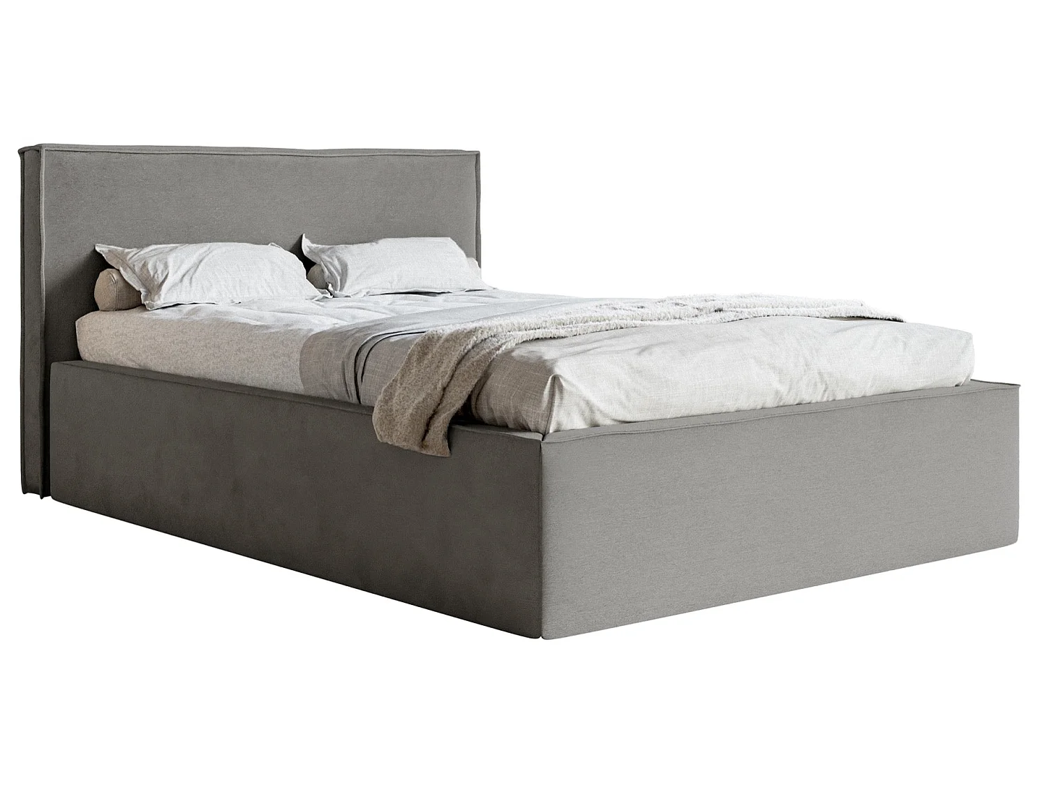 Tweepersoonsbed gestoffeerd - 180x200 cm - in grijs fluweel - LUCERA