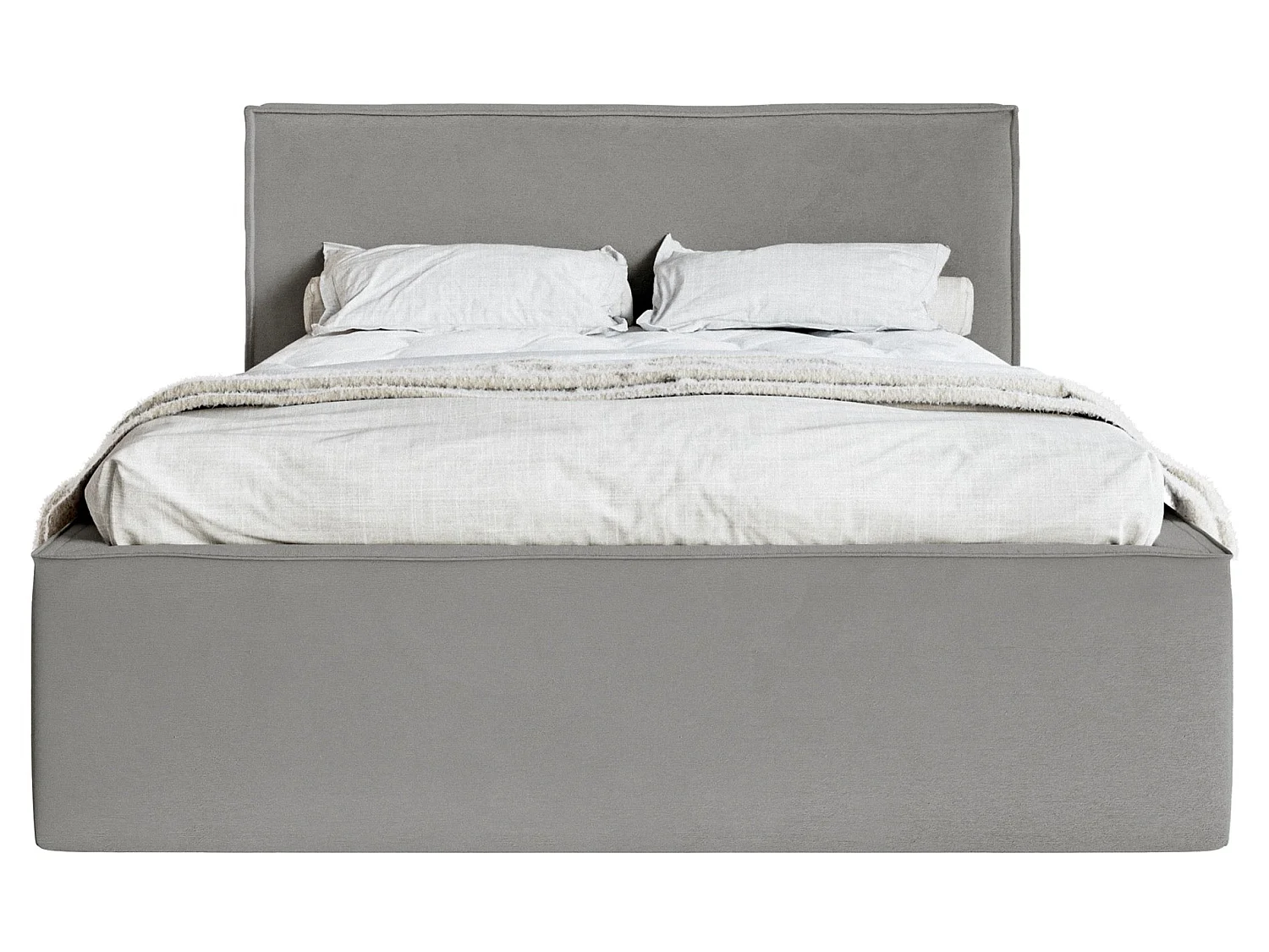 Tweepersoonsbed gestoffeerd - 180x200 cm - in grijs fluweel - LUCERA