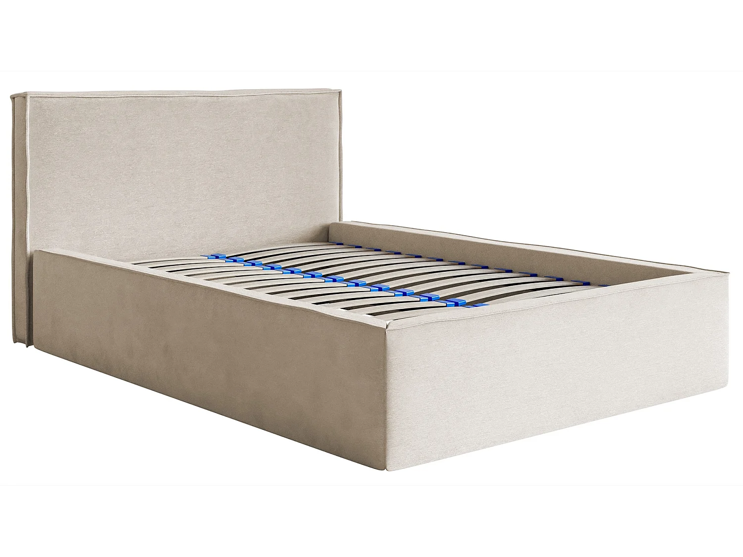 Lit capitonné double - 140x200 cm - en velours grège - LUCERA