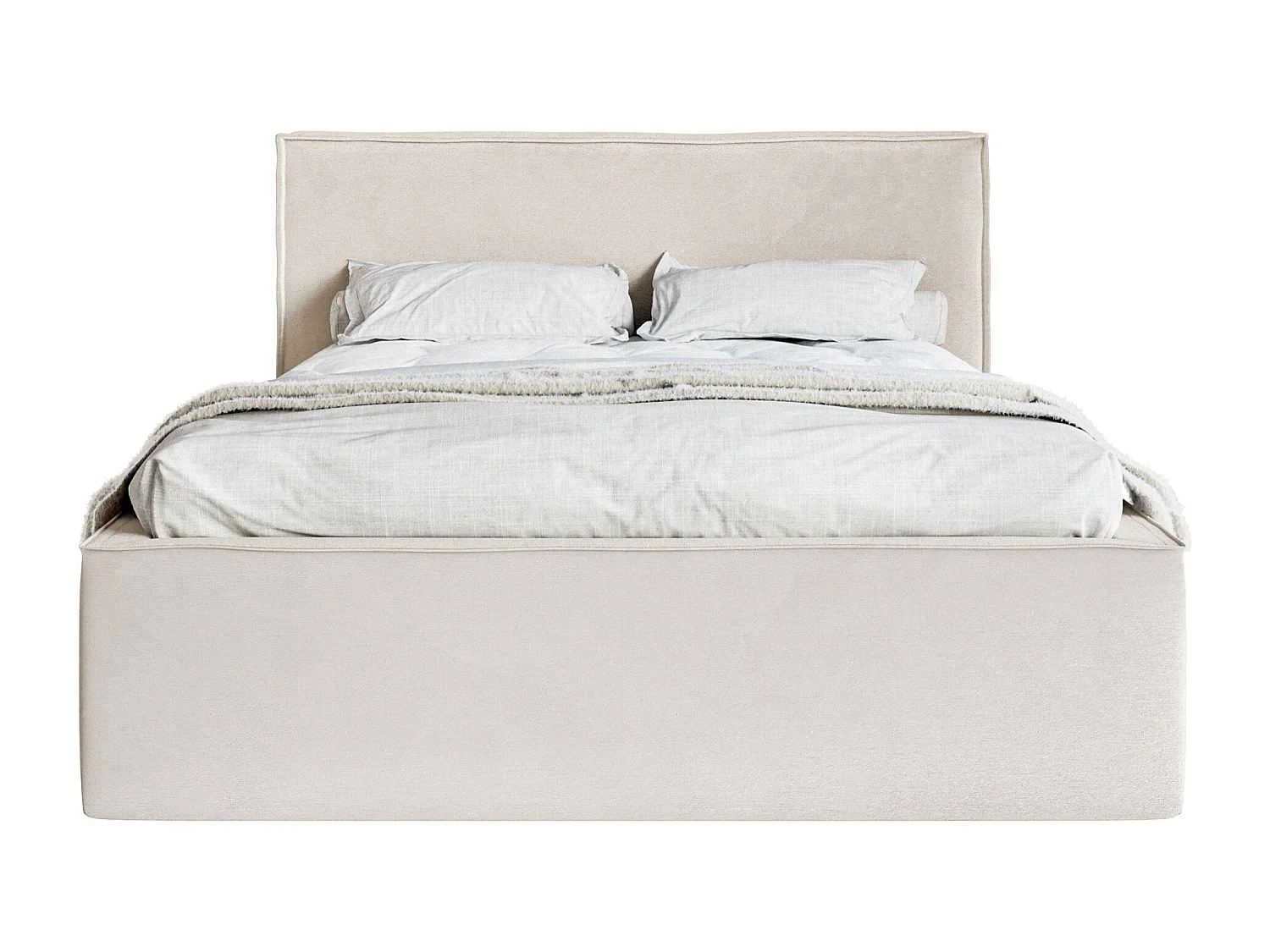 Lit capitonné double - 140x200 cm - en velours grège - LUCERA