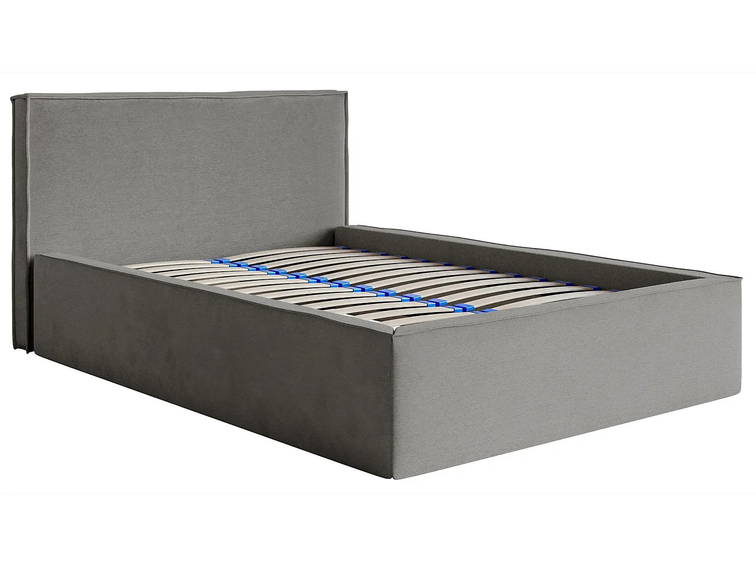 Lit capitonné double - 160x200 cm - en velours gris - LUCERA