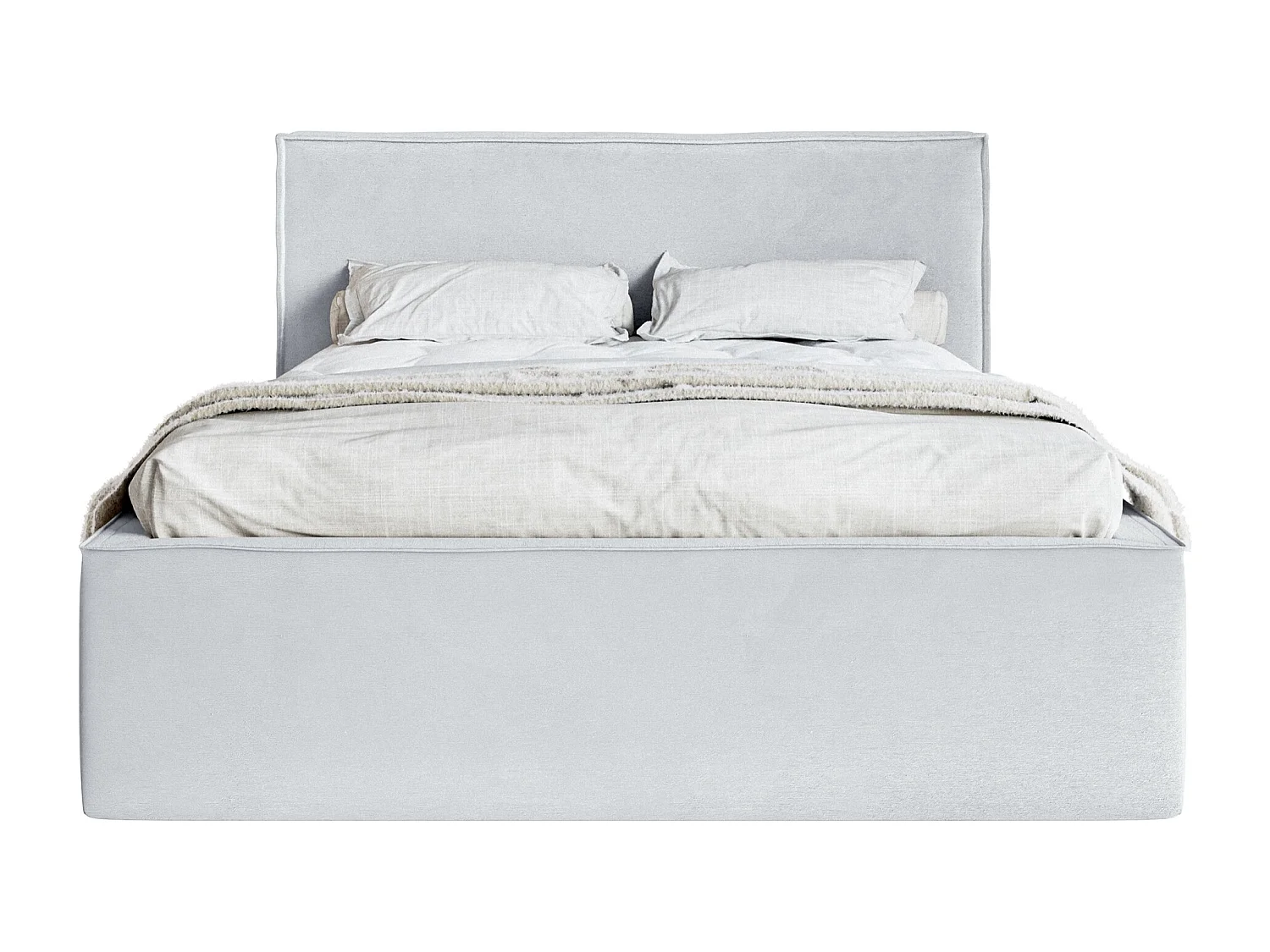 Lit capitonné double - 160x200 cm - en velours gris clair - LUCERA