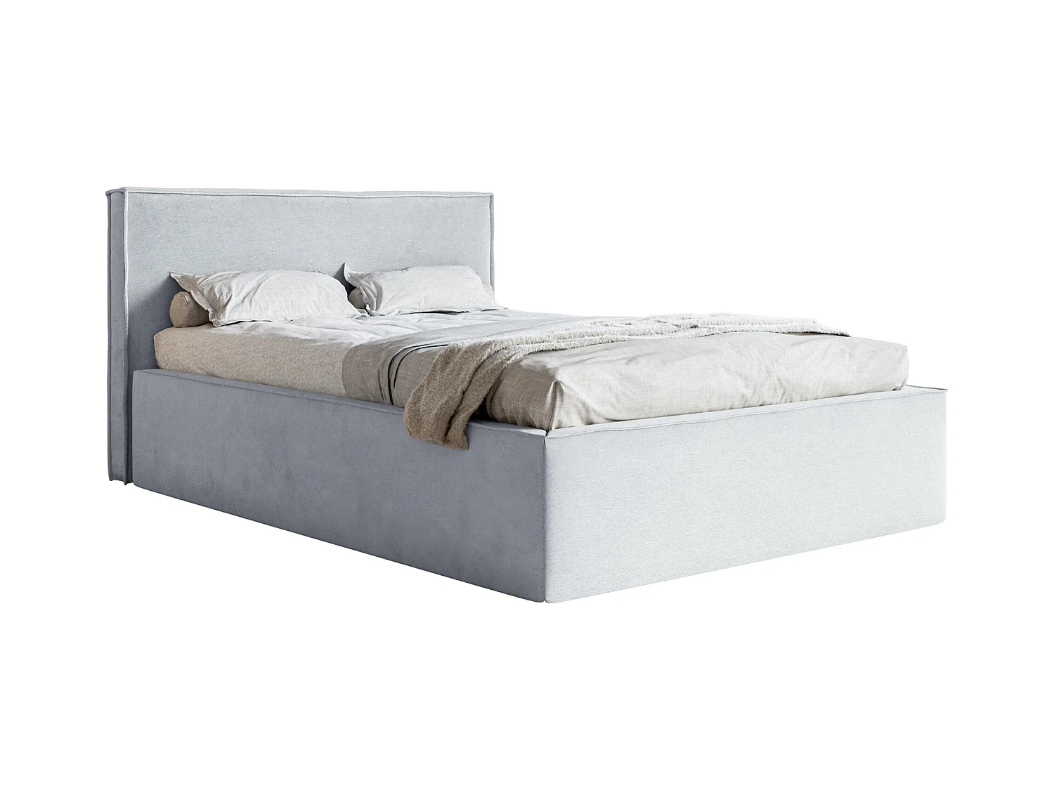 Polsterbett mit Samtbezug und Stauraum - Hellgrau - 160x200 cm - LUCERA