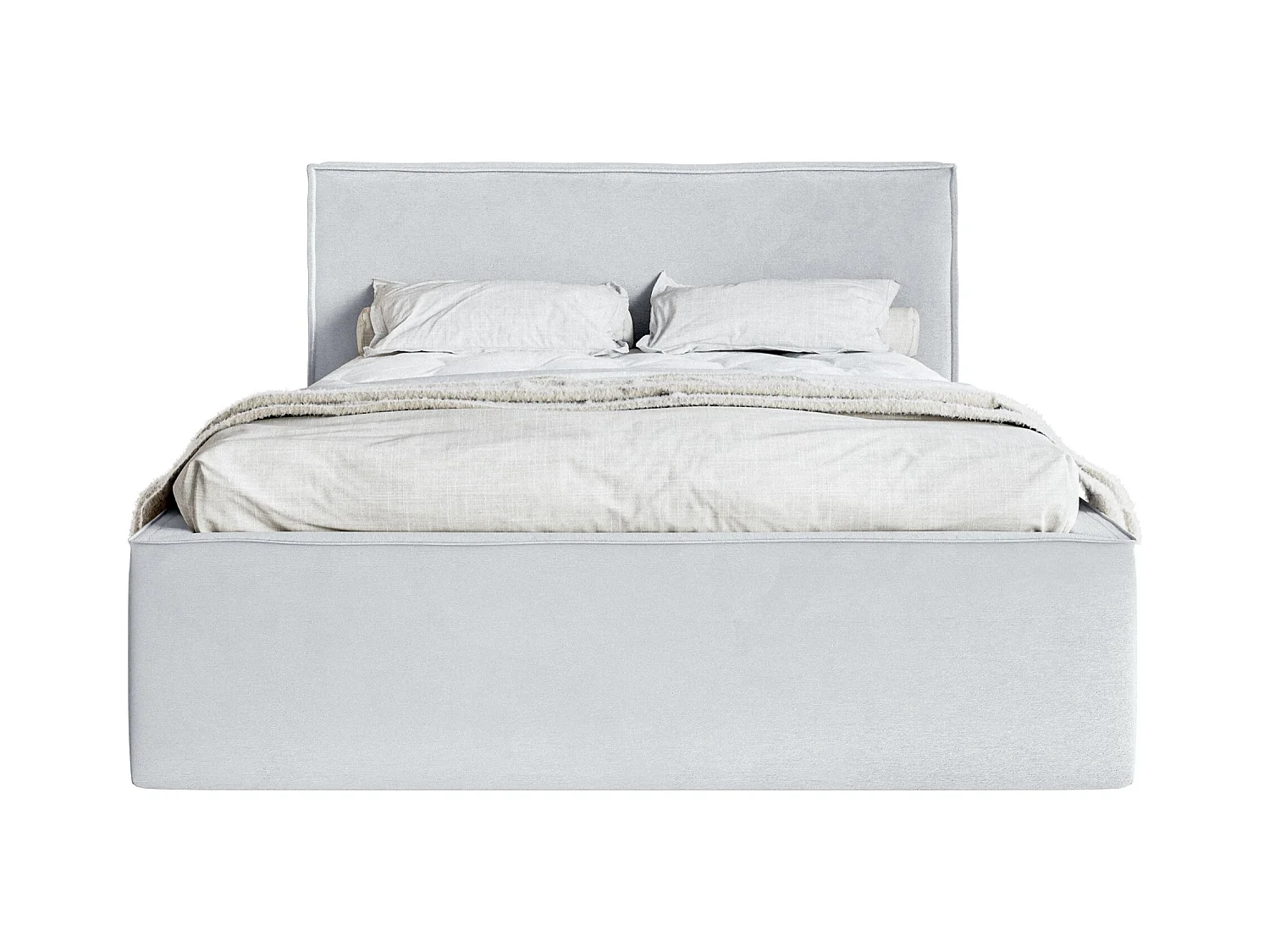 Polsterbett mit Samtbezug und Stauraum - Hellgrau - 160x200 cm - LUCERA