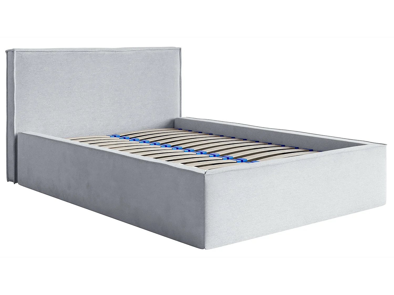 Lit capitonné double - 160x200 cm - en velours gris clair - LUCERA