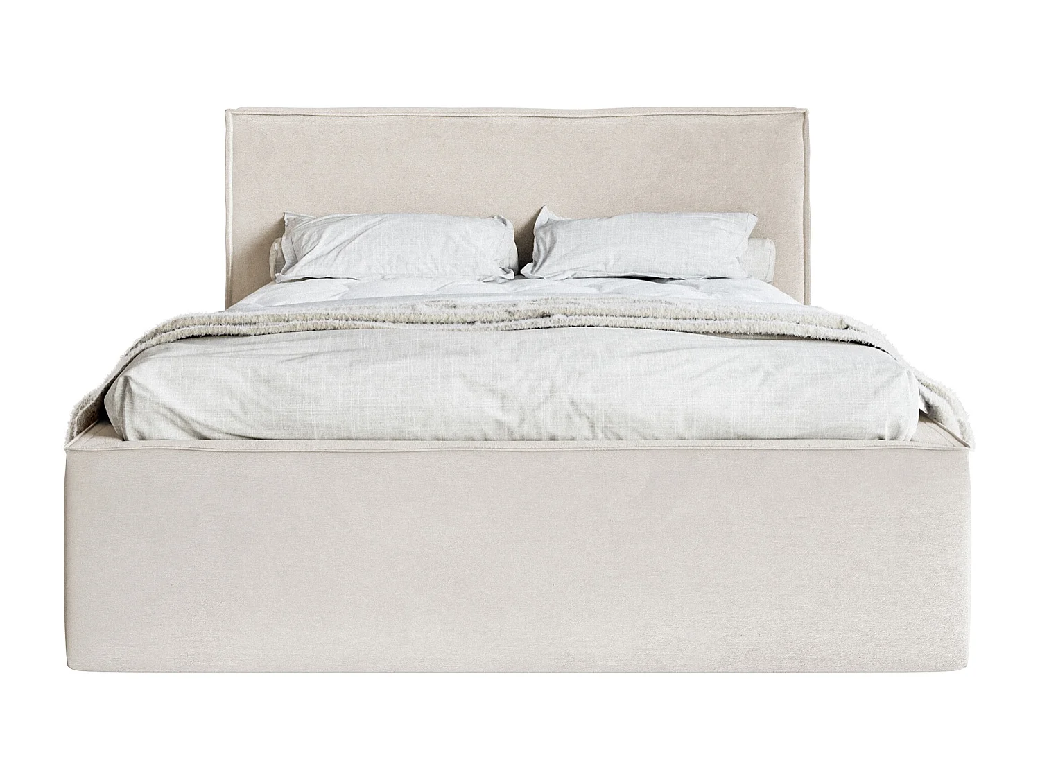 Lit capitonné double - 180x200 cm - en velours grège - LUCERA