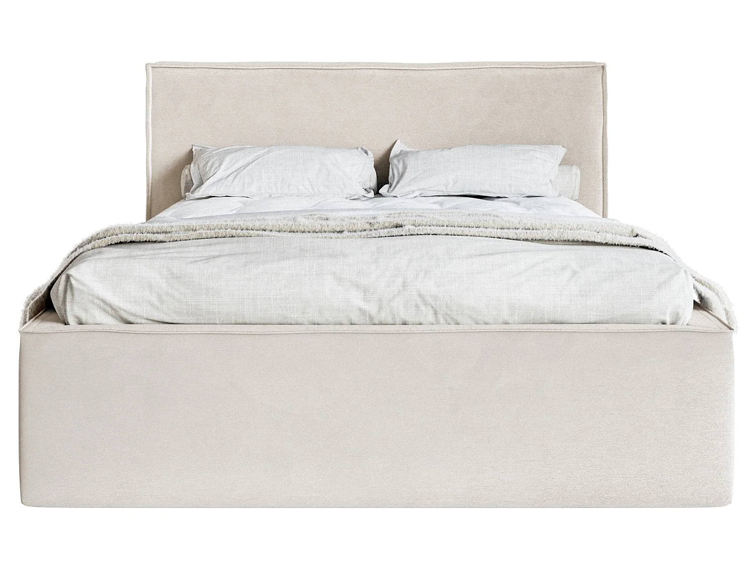 Tweepersoonsbed gestoffeerd - 180x200 cm - in greige fluweel - LUCERA