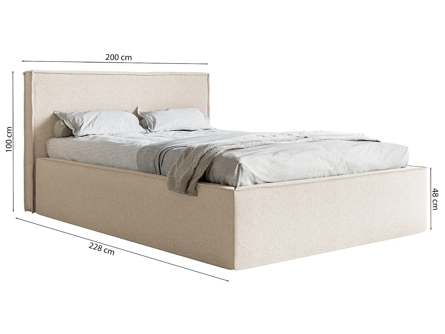 Lit capitonné double - 180x200 cm - en velours grège - LUCERA