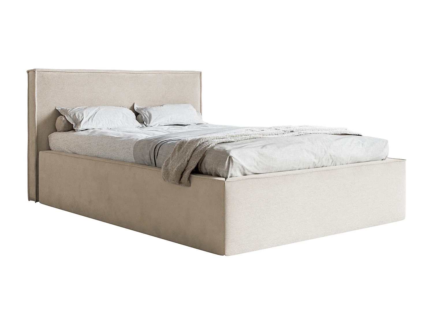 Lit capitonné double - 160x200 cm - en velours grège - LUCERA