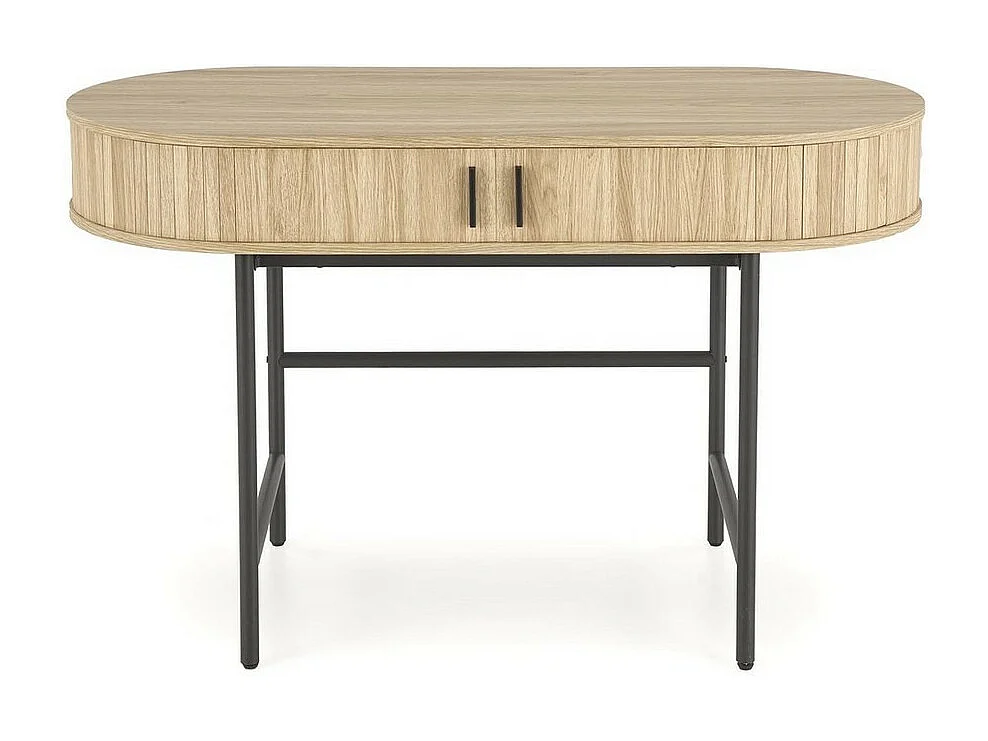 Scrivania ovale in legno e metallo con ante scorrevoli Davy