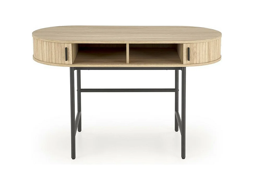 Scrivania ovale in legno e metallo con ante scorrevoli Davy