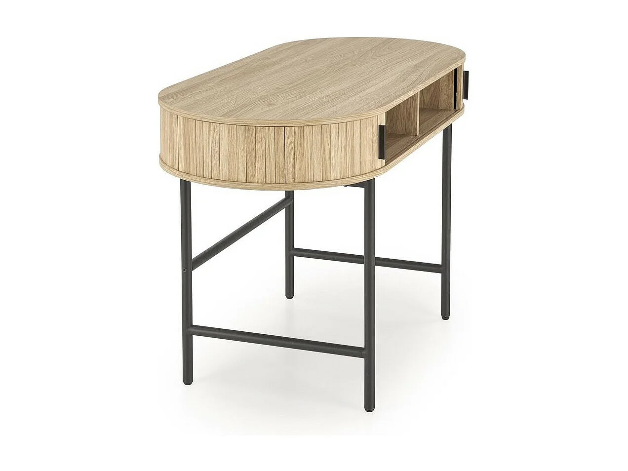 Scrivania ovale in legno e metallo con ante scorrevoli Davy
