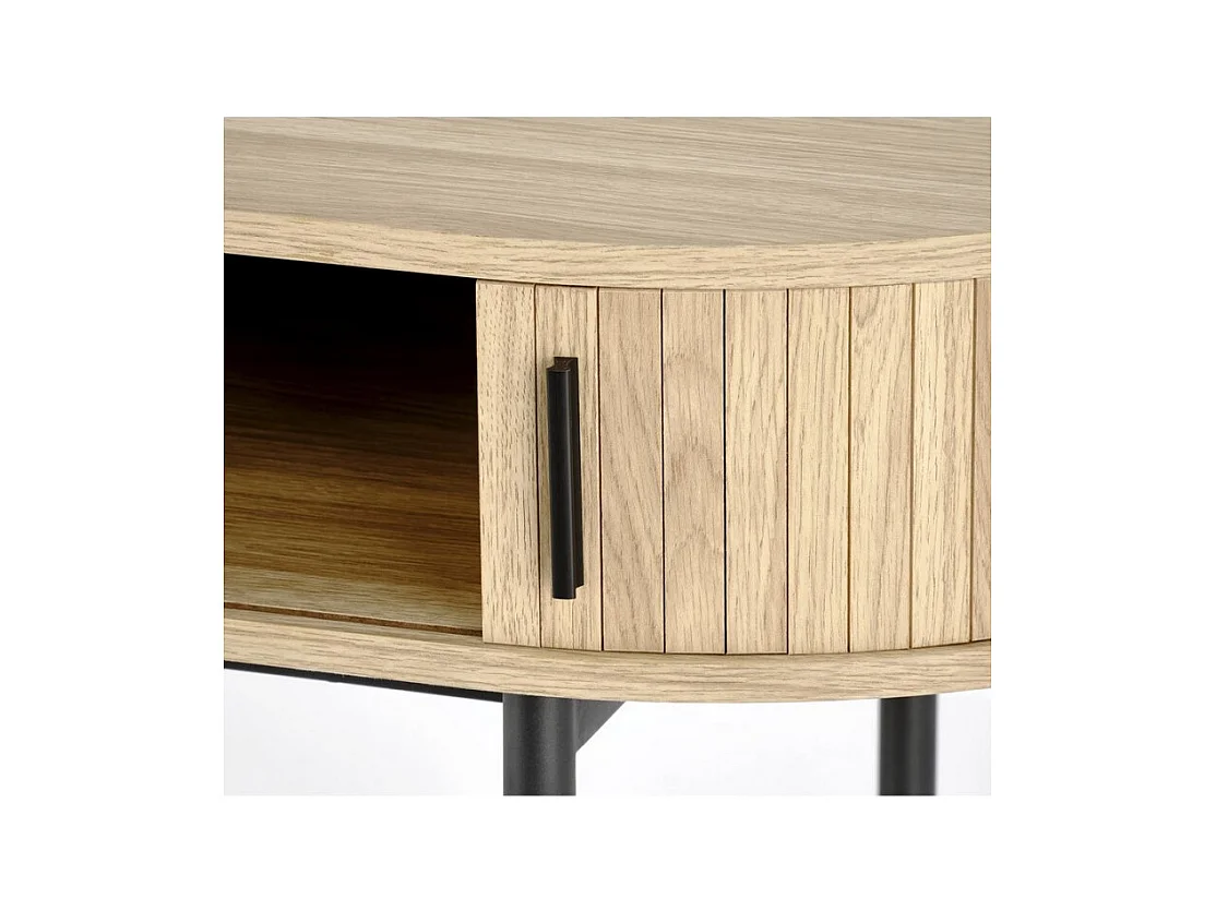 Scrivania ovale in legno e metallo con ante scorrevoli Davy