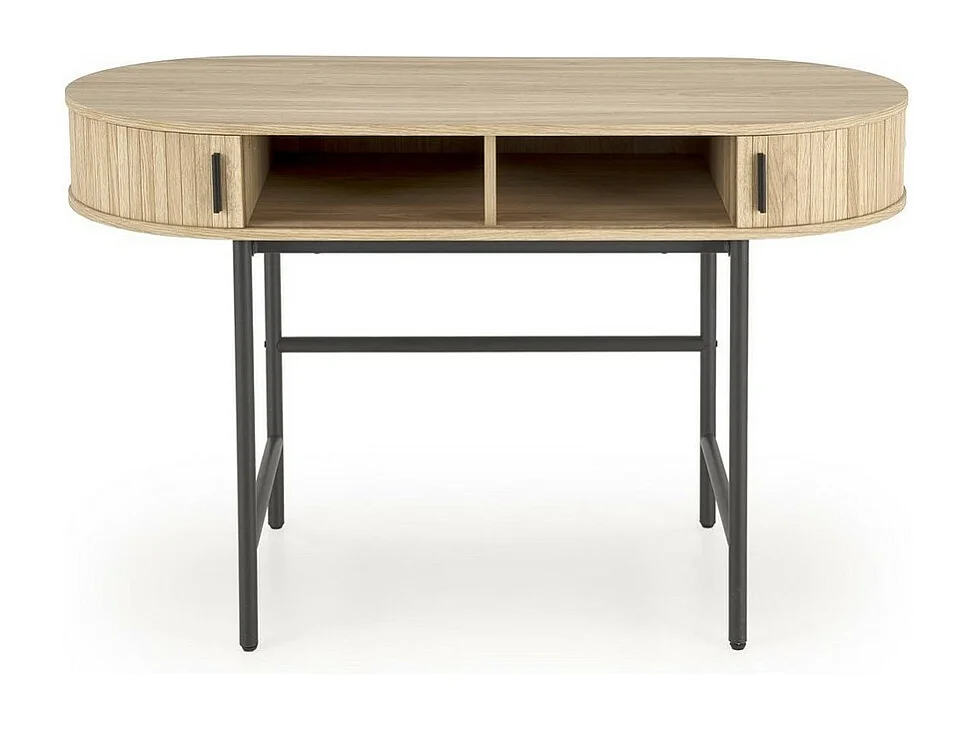 Scrivania ovale in legno e metallo con ante scorrevoli Davy