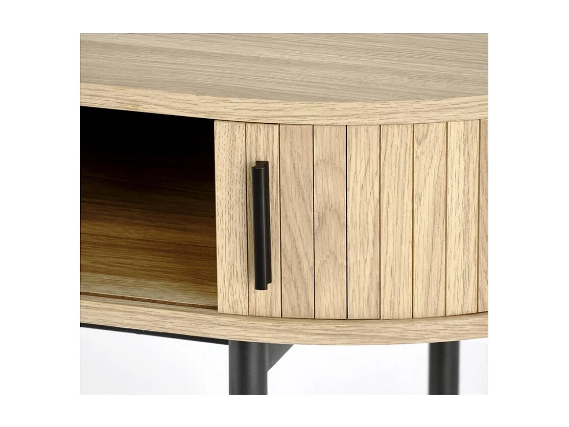 Scrivania ovale in legno e metallo con ante scorrevoli Davy