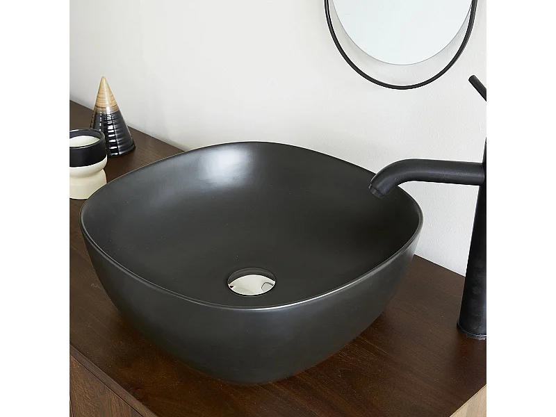 Vasque bol en céramique noire 41 cm