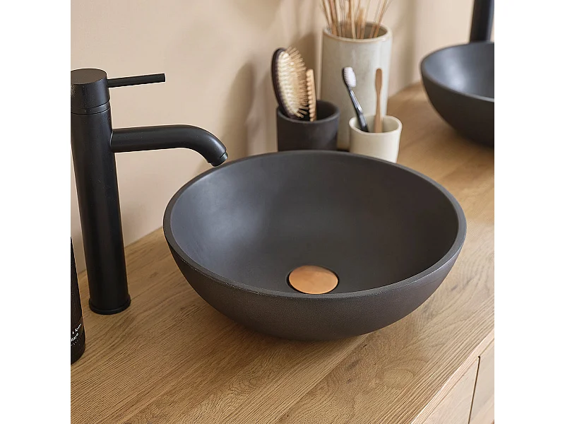 Lavabo tipo cuenco de hormigón gris