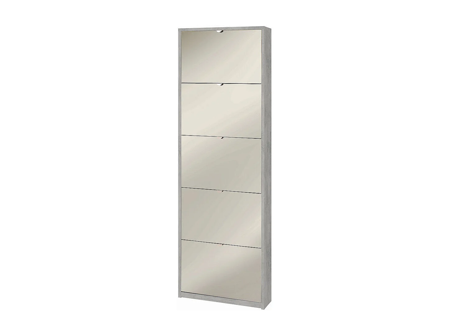 Meuble à chaussures 5 portes avec miroir design moderne pour 12 paires de chaussures Darcy - Gris