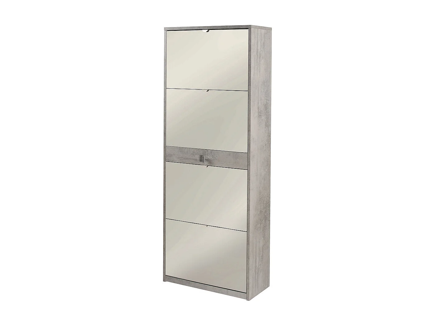 Meuble à chaussures 4 portes avec miroir et tiroir pour 20 paires de chaussures Belty - Gris