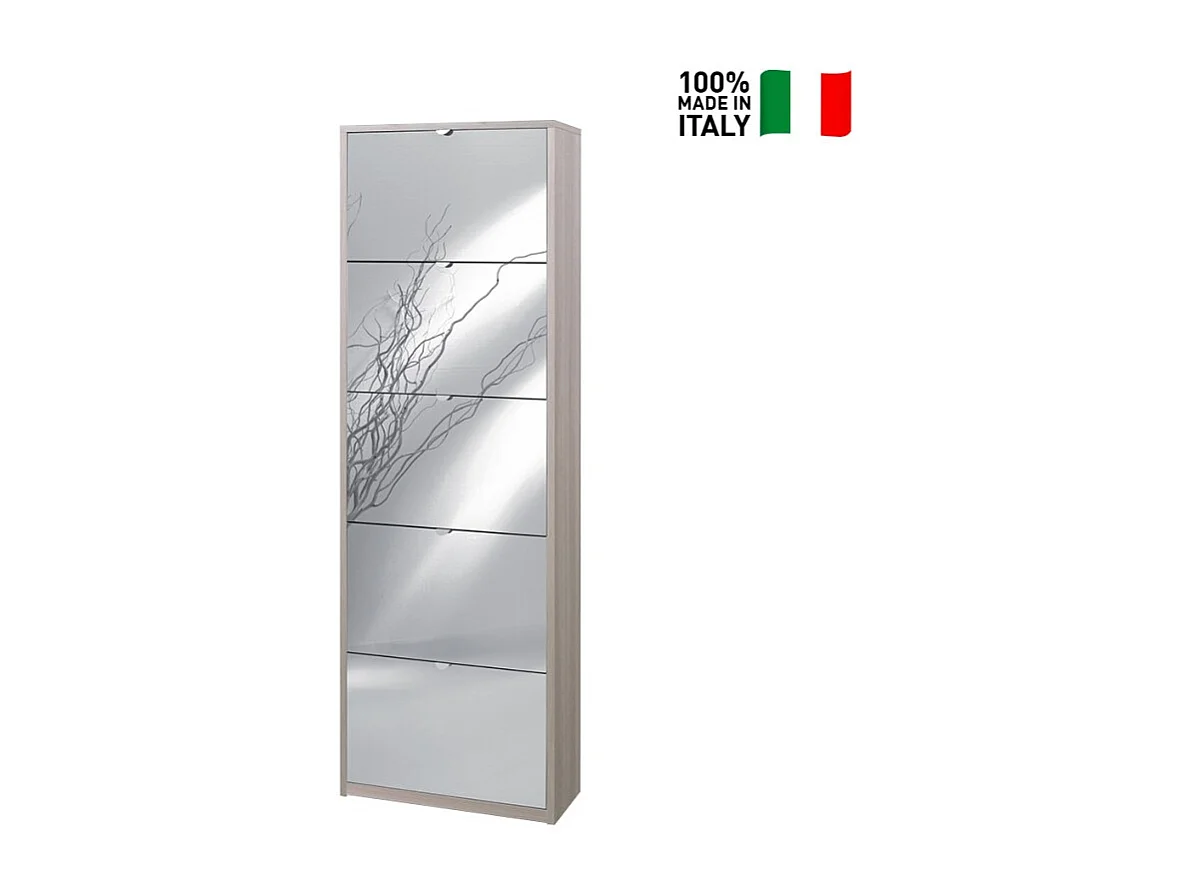 Zapatero con 5 puertas de espejo 25 pares de zapatos de diseño moderno Roy - Olmo